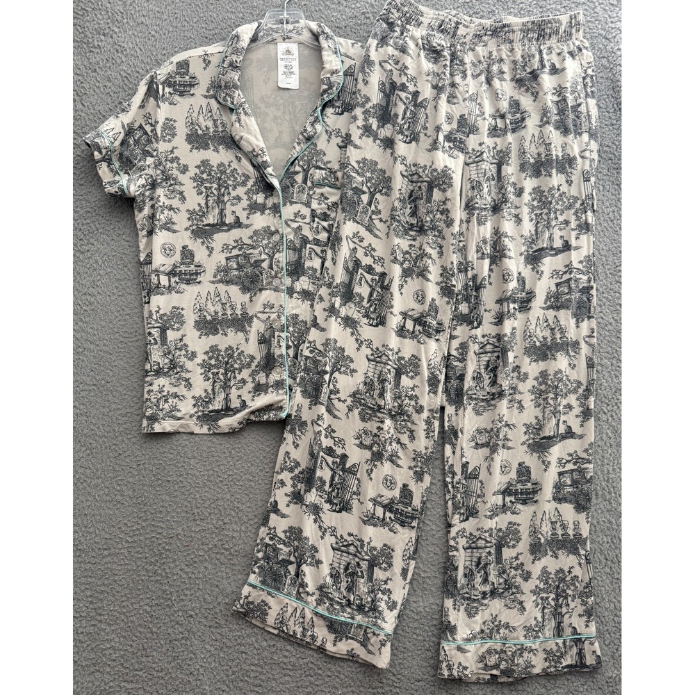 Pajama Set Shirt + Pants Disney Haunted Mansion Hitch Hiking Ghost Womens XS - Picture 1 of 10